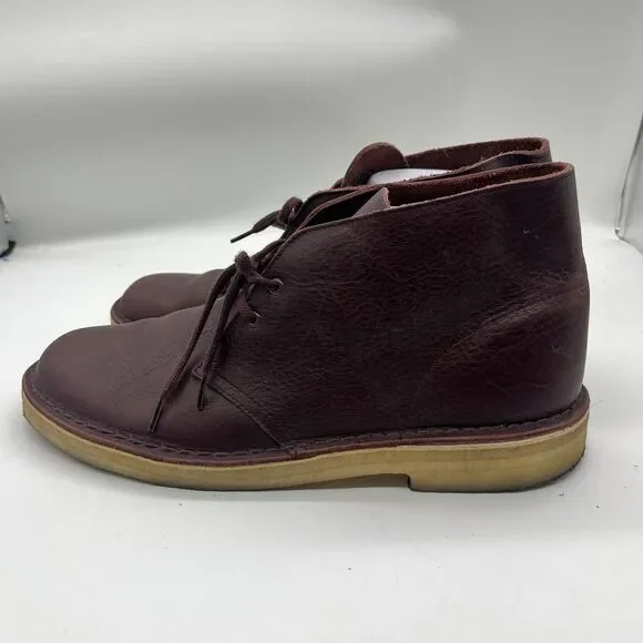 Clarks Originals Men's Desert Boot 9.5 M Burgundy Tumbled Leather 26125547 - Picture 3 of 15